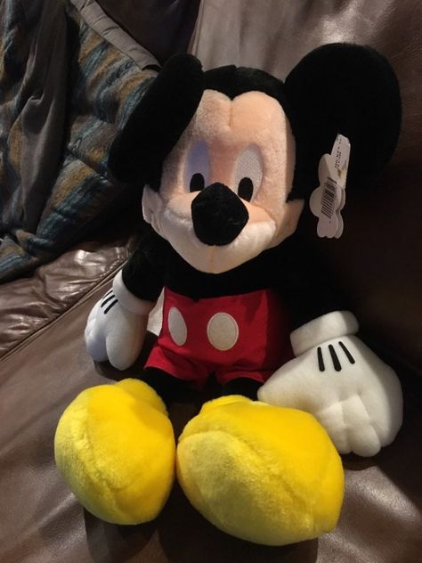 "This fantastic Mickey Mouse has tag, looks nice in person. It measures a little under 15\"in height and is a firmer plush. Thank you for taking time to browse at my shop!  Check back, new items added daily.  Smoke free, Pet free home!  All Sales Final, appreciate Convo!" Iphone Lockscreen Wallpaper, Cribbage Board, Doll Family, Childhood Nostalgia, Easter Gift, Plush Dolls, Hand Crochet, Stuffed Animals, Shadow Box