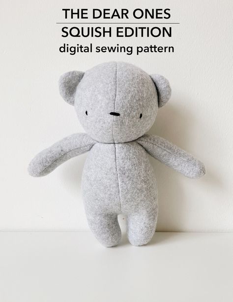 The Dear Ones Bear Squish Edition Sewing Pattern Digital - Etsy Ireland Bear Sewing Pattern Free, Bear Plush Pattern, Bear Patterns Free Sewing, Bear Patterns Sewing, Memory Bears Pattern, Bear Patterns Free, Teddy Bear Sewing Pattern, Animal Sewing Patterns, Teddy Bear Pattern