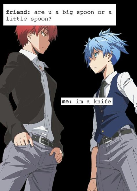 Nagisa and Karma funny Reborn Anime, Classroom Memes, Nagisa And Karma, Koro Sensei, Nagisa Shiota, Karma Akabane, Kaichou Wa Maid Sama, Anime Memes Funny, Oui Oui