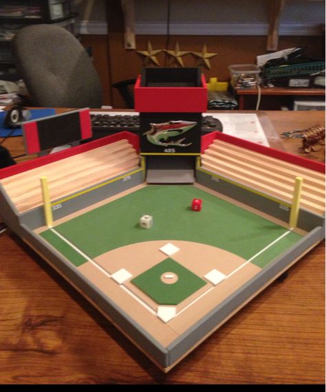 Another Adams custom park Cardboard Baseball Stadium, Fiesta Float, Baseball Project, Baseball Valentine, Baseball Crafts, Sports Baby Shower, Sports Field, Diy Christmas Village, Stadium Design