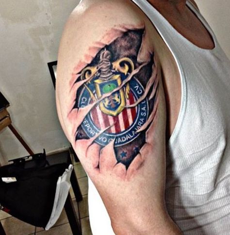 Guadalajara Tattoo Ideas, Chivas Tattoo, River Plate Tattoo, Chivas Vs America, Chivas Regal Logo, Tattoo Drawings, Arm Tattoo, Skull Tattoo, Hand Tattoos