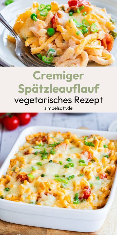 Schneller Spätzleauflauf mit Gemüse, der super cremig und dazu noch vegetarisch ist. Das perfekte Familien-Rezept für den Alltag. Carb Free Recipes, Food Receipt, Eat Smart, Healthy Eating Habits, Easy Cooking, Veggie Recipes, Soul Food, Quick Easy Meals, Food Inspiration