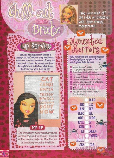 Bratz Graphic Design, Bratz Magazine Template, Bratz Template, Magazine Name Ideas, Girly Magazine, Bratz Magazine, 00s Makeup, Manifesto Poster, 2000s Room