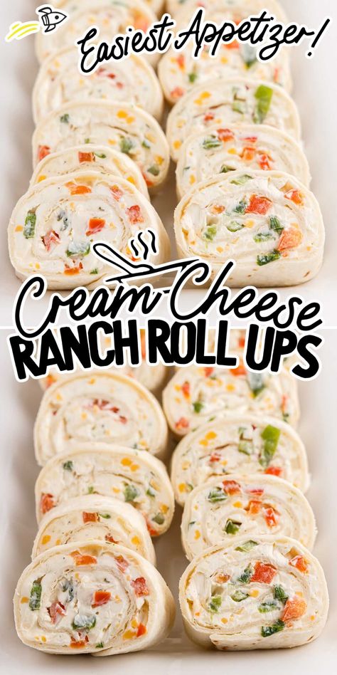 Ranch roll ups are a delectable appetizer featuring creamy, zesty cream cheese and vibrant veggies rolled in soft tortillas, making them a versatile and crowd-pleasing dish. Ranch Rolls, Ranch Roll Ups, Pinwheel Appetizers Cream Cheese, Cream Cheese Pinwheels, Zesty Ranch, Pinwheel Sandwiches, Fancy Foods, Cream Cheese Roll Up, Tortilla Pinwheels