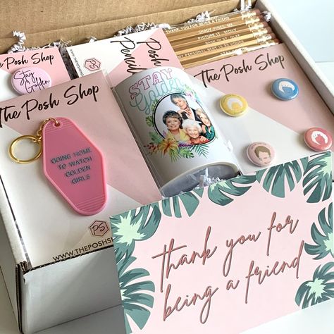 Gratitude Gift Set for Friends Golden Girls Theme, Golden Girls Gifts, Golden Birthday Parties, Being A Friend, Birthday Basket, Custom Pencils, Golden Birthday, Job Gifts, Custom Candles