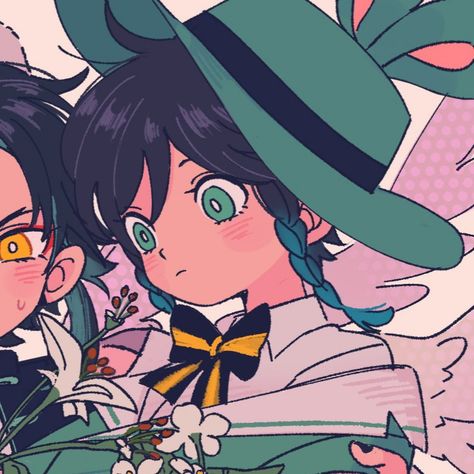 #venti #genshin #matching Venxiao Matching Pfps, Xiaoven Matching Icon, Xiao And Venti, Genshin Impact Matching Icons, Story Drawing, Matching Profile Pictures, Cute Art Styles, Ensemble Stars, Profile Photo