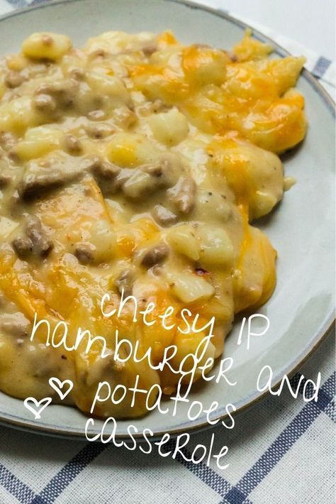 I couldn't believe how easy it was to make this cheesy hamburger and potato casserole in my Instant Pot! Definitely making this one again! Hamburger Meals Instant Pot, Hamburger Potato Casserole Instant Pot, Instant Pot Hamburger And Potato Recipes, Instant Pot Ground Beef And Potatoes Recipes, Instant Pot Recipes Hamburger, Hamburger Instant Pot Recipes, Beef And Potatoes Casserole, Instant Pot Hamburger Recipes, Hamburger And Potato Casserole