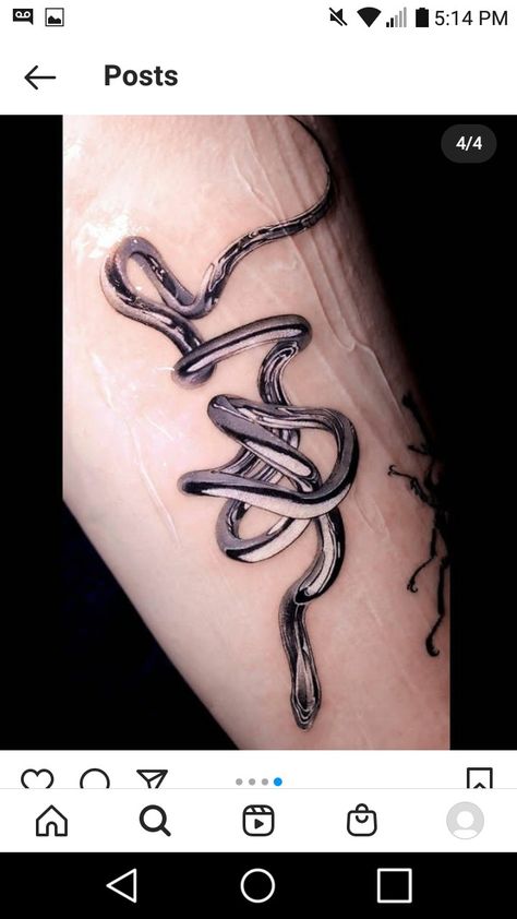 Metal Snake Tattoo, Gold Snake Tattoo, Chrome Tattoo, Ink Practice, Dali Tattoo, Silver Tattoo, Jewel Tattoo, Gold Tattoo, Intricate Tattoo