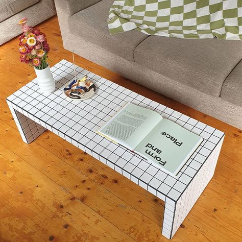 This retro DIY tiled table trend has taken over TikTok by storm - here are our top 5 picks for your inspiration - AVENUE ONE Tile Table Top Diy, Tiled Furniture, Tiled Table, Lack Coffee Table, Mosaic Tile Table, Ikea Coffee Table, Retro Diy, Mosaic Coffee Table, Tile Furniture