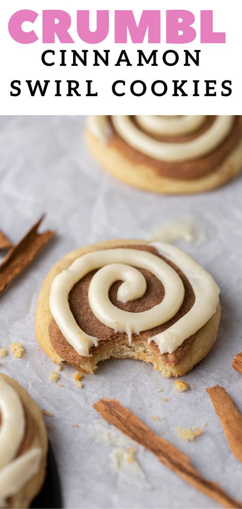 CRUMBL Cinnamon Swirl Cookies copycat recipe - Lifestyle of a Foodie Cinnamon Swirl Cookies, Cinnamon Roll Sugar Cookies, Crumble Cookie Recipe, Swirl Cookies, Cinnamon Sugar Cookies, Cinnamon Roll Cookies, Cake Mug, Rolled Sugar Cookies, Roll Cookies