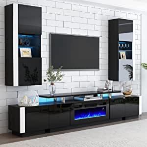 Fireplace And Bookshelves, Entertainment Center With Fireplace, Tv Camino, Large Tv Console, Tv Console Cabinet, Wall Display Cabinet, Tv Stand Set, Fireplace Entertainment Center, Floating Tv Stand