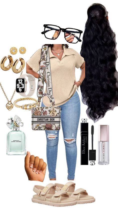 Jeans And Sandals Outfit Black Women, Fashion Nova Outfits Plus Size, Fall Look Book Black Women, Spring College Outfits Black Women, Picnic Date Outfits Black Women, Aesthetic Baddie Outfit Ideas, Cute 70 Degree Weather Outfit, Spring Time Outfits Black Women, Simple Outfit Ideas Black Women