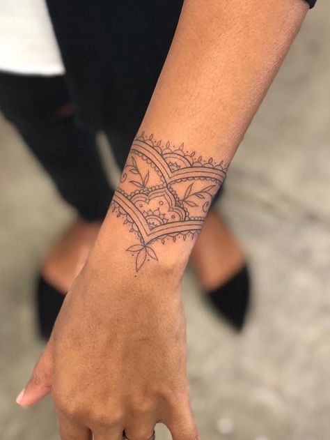 Arm Cuff Tattoo, Mandala Arm, Mandala Arm Tattoos, Mandala Wrist Tattoo, Manifest 2024, Wrist Band Tattoo, Mangas Tattoo, Wrist Bracelet Tattoo, Mandala Hand Tattoos