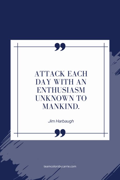 Attack each day with an enthusiasm unknown to mankind. - Jim Harbaugh