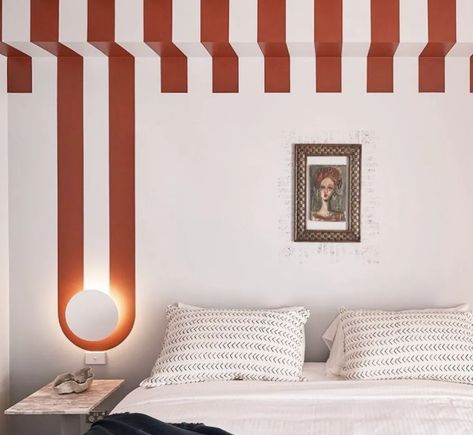 20 Above-Bed Decor Ideas | Architectural Digest Stripe Paint Ideas For Walls, Decorating Above Bed, Above Bed Ideas, Above Bed Wall Decor, Bed Wall Decor, Kids Bedroom Inspiration, Striped Walls, Favorite Paint Colors, Above Bed Decor