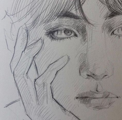 Pencil Drawing Inspiration, Taehyung's Art, Drawing Step By Step, Pencil Sketch Images, Drawing Step, Kpop Drawings, Arte Inspo, Portrait Sketches, Art Drawings Sketches Creative