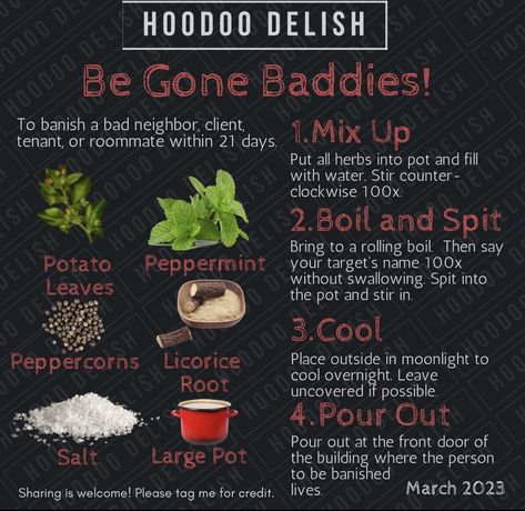 Bad Neighbor Spell, Hoodoo Tips, Kitchen Spells, Hoodoo Delish, Candle Meanings, Medicinal Herbs Remedies, Wicca Recipes, Hoodoo Magic, Hoodoo Spells