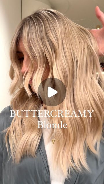 BUTTERCREAM BLONDE 🤍🍧👼🏻 Pastel shade with a hint of warmth 💛 New brighter tones fr... Buttercream Blonde Hair, Full Head Blonde Highlights, Buttercream Blonde, Butter Blonde Hair, Igora Vibrance, Toning Cream, Butter Blonde, Blonde Hair Shades, Pastel Shades