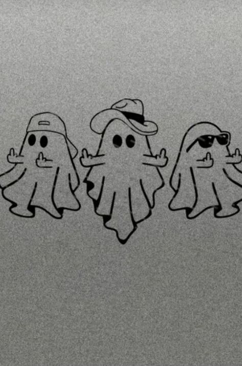 Cute Ghost Doodle Art, Simple Above Knee Tattoos Women, Three Ghosts Tattoo, Drawing Ideas Easy Friendship, Pair Tattoos Friends Aesthetic, Friendship Tattoos For Three, 3 Friendship Tattoos, Ghost Friend Tattoos, Matching Tattoos For Groups