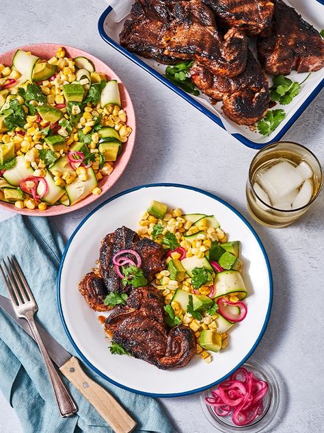 Jamaican Jerk Lamb Chops with Charred Corn Salad | Australian Lamb - Recipes, Cooking Tips and More Jerk Lamb Chops, Australian Lamb Recipes, Jerk Lamb, Charred Corn Salad, Lamb Chops Recipe, Fall Addition, Lamb Loin Chops, Charred Corn, Lamb Loin