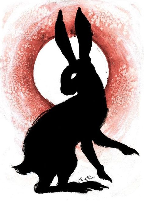 Black Hare Tattoo, Black Rabbit Aesthetic, Rabbit Art Illustration, Black Rabbit Of Inle, Watership Down Movie, Marie Tattoo, Oz Vessalius, Hare Illustration, Hare Art