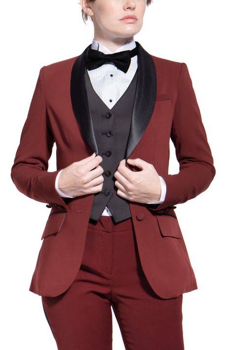 Tuxedo Pants For Women, Burgundy Tux, Tuxedo Women Suits, Female Tux, Black Tuxedo Jacket, Menswear Women, Shawl Collar Tuxedo, Women Suits Wedding