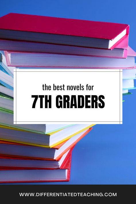 Looking for the perfect novels for your 7th graders? I've curated a booklist of my favorite novels for 7th graders. Each book comes with a short summary & reading level information, making it easy to choose the right book for your students. Whether you're looking for independent reading options or planning a novel study, this list has you covered. Check it out & inspire a love for reading in your middle schoolers! #booksfor7thgraders #novelstudy #homeschooling #booklist #middlegrades Books For 9th Graders, 7th Grade Reading List, 6th Grade Summer Reading List, Books For 7th Grade Girls Reading Lists, Realistic Fiction Books For 7th Grade, Mystery Books For Middle Schoolers, 7th Grade Boys, Non Fiction Books Fourth Grade, 7th Grade English