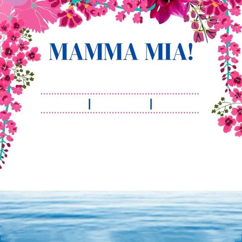 Mamma Mia Flowers Drawing, Mamma Mia Bday Invitation, Mamma Mia Themed Party Invitations, Abba Party Invitations, Mama Mia Invitation Template, Mama Mia Party Invitations, Mama Mia Background, Mamma Mia Birthday Invitations, Mamma Mia Invitation Template