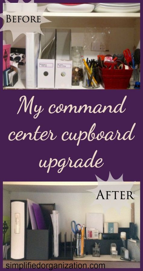 My kitchen command center in a cupboard - the pieces, the resources, the supplies, and how I use it to manage home life with kids. Kitchen Command Center, Proverb 31, Entry Organization, Command Center Kitchen, Home Command Center, Family Day Care, Homemaking Tips, Office Supply Organization, Command Center