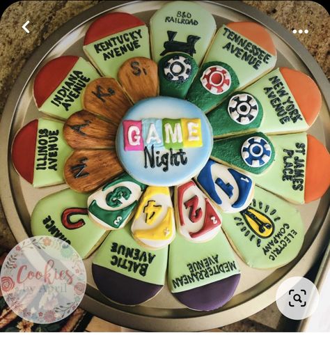 Board Game Cookies, Game Night Cookies, Uno Cookies, Cookies Platter, Buttercream Cookies, Cookie Platters, Platter Ideas, Cookie Platter, Cookie Games