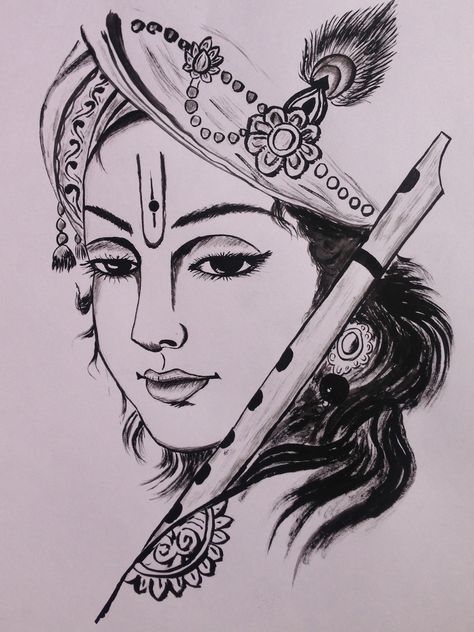 Sri Krishna Drawing Sketch, Radhakrishna Art Paintings, Kanha Ji Drawing Sketch, Radha Krishna Simple Sketch, Krishna Ji Sketch Easy, Krishna Painting Pencil Sketch, Krishna Sketch Pencil Creative Easy, Radha Krishna Pencil Art, Krishna Ji Sketch Pencil