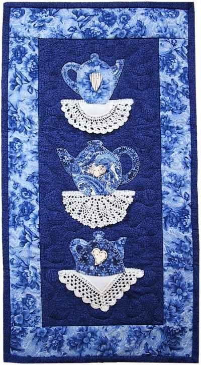 Handkerchief Quilts, Teapot Quilt Block Pattern Free, Teacup Pattern, Tea Time Quilt Pattern, Teapot Quilt, Teapot Applique Pattern, Teapot Embroidery Patterns, Blue And White Applique Quilts, Handkerchief Crafts