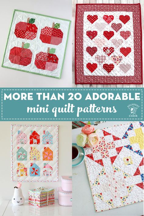 More than 20 cute mini quilt patterns. Most of them are free. #quilting #miniquilts