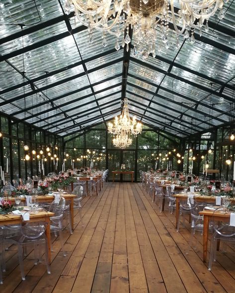 Wedding South Africa, Greenhouse Venue, Event Venue Design, Restaurant Exterior Design, Event Venue Spaces, Church Building Design, South Africa Wedding, Farm Restaurant, Clear Tent