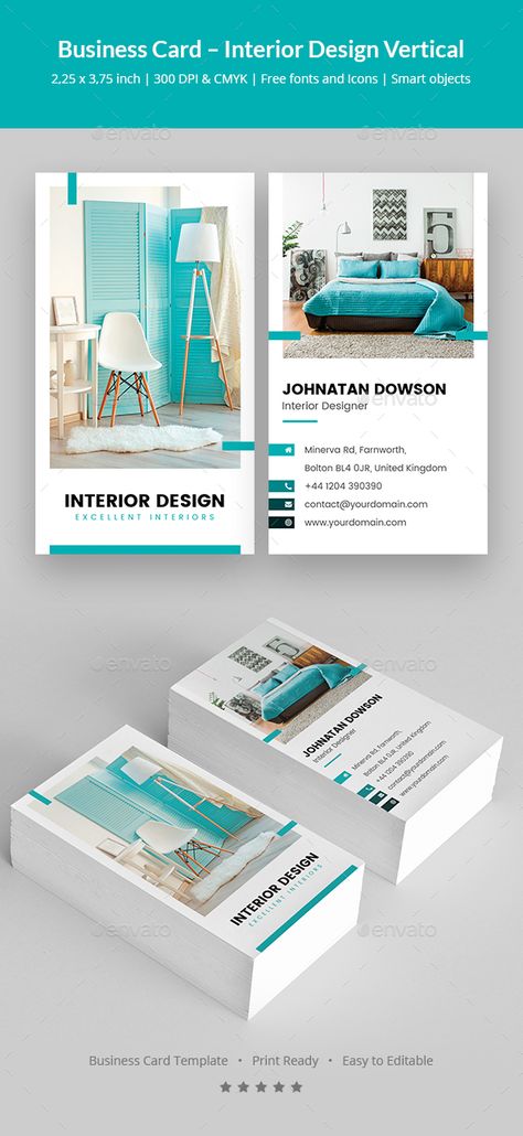 Business Card – Interior Design Vertical #home #business  • Download here → https://graphicriver.net/item/business-card-interior-design-vertical/21079649?ref=pxcr Business Card Interior Design, Household Accessories, Interior Designer Business Card, Business Card Template Psd, Vertical Business Cards, Bus Card, Name Card Design, Visiting Card Design, Business Card Design Creative