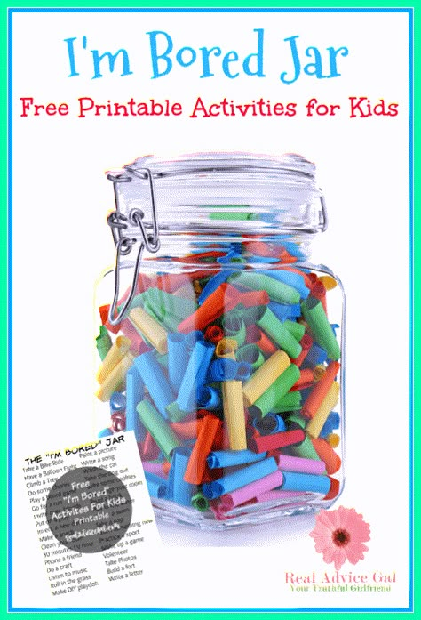 Keep the kids busy this summer and not bored. Print this "I'm bored" list of activities kids can do. You can put the list on a jar and ask them to pick one whenever they're bored. I'm Bored Jar, Ideas For Kids Activities, Bored List, Kites For Kids, Kids Activities At Home, Bored Jar, Indoor Activities For Toddlers, Free Printable Activities, Kids Pop