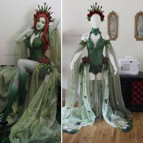 Poison Ivy Costume Diy, Poison Ivy Dress, Poison Ivy Halloween Costume, Poison Ivy Costume, Ivy Costume, Raven Cosplay, Poison Ivy Cosplay, Poison Ivy Costumes, Diy Cosplay