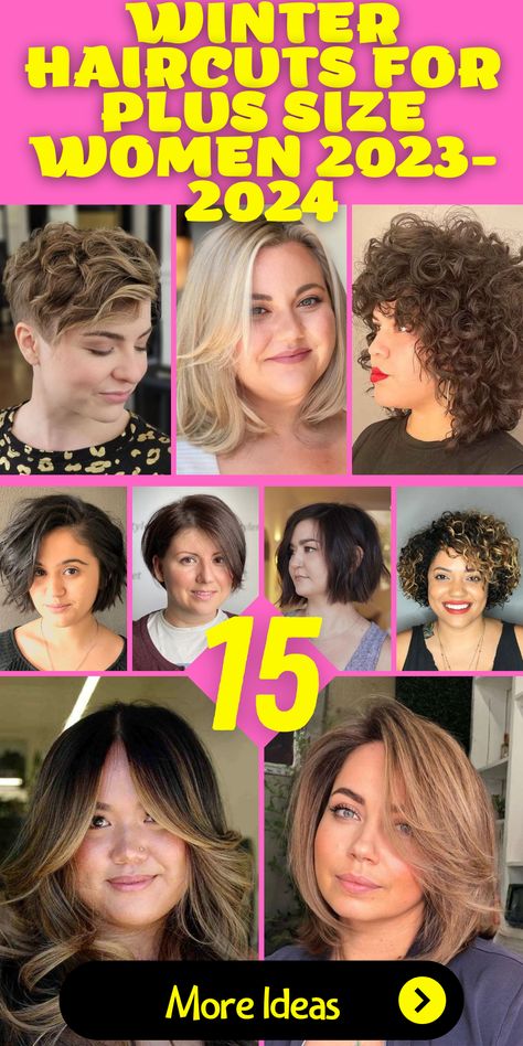 50 Short Haircuts for Round Faces: Explore 50 short haircuts for round faces that are perfect for plus-size women in 2023-2024. From chic pixies to stylish bobs, these hairstyles are designed to enhance your features and highlight your confidence. Embrace your unique style and redefine winter elegance with these versatile options. Cabelo Plus Size, Short Hair Round Face Plus Size, Winter Haircut, Fat Face Haircuts, Plus Size Hairstyles, Hairstyles For Fat Faces, Chubby Face Haircuts, Short Hair Cuts For Round Faces, Bob Haircut For Round Face