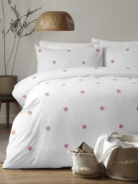 From Bedroom Sanctuary, 100 Cotton Duvet Covers, Pink Duvet Cover, Pink Dot, Sanctuary Bedroom, White Duvet, Dot Design, Cotton Duvet Cover, Cotton Duvet