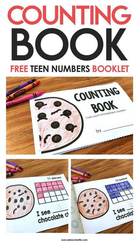 FREE printable counting book for numbers 11 – 20. Teen Numbers Kindergarten, Numbers Counting, Counting Books, Teen Numbers, Numbers Kindergarten, Math Counting, Kindergarten Math Activities, Math Methods, Mental Math