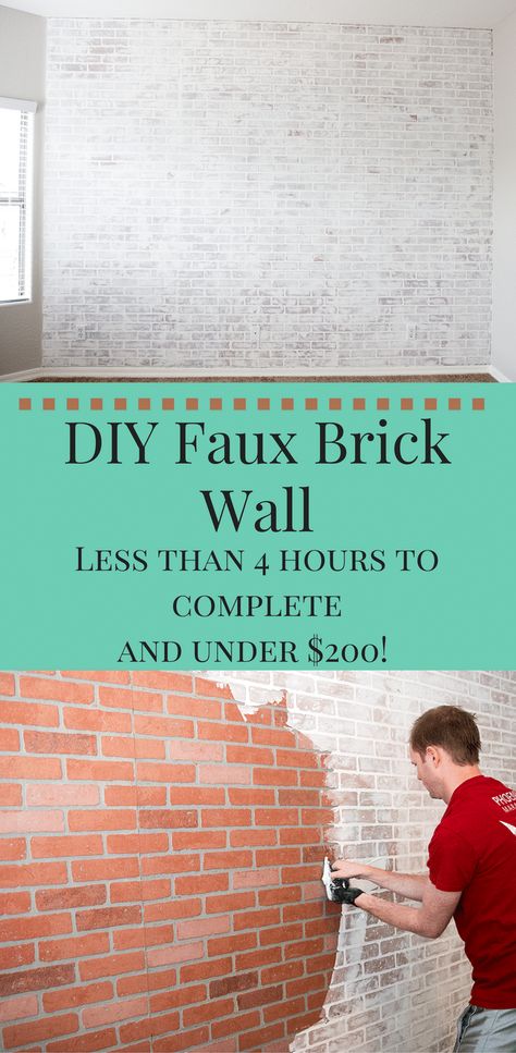 DIY Faux #brick Wall- Under $200 cost and takes less than 4 hours to do! Diy Faux Brick Wall, Diy Brick Wall, Faux Brick Wall Panels, Fake Brick, Faux Brick Wall, Do It Yourself Decoration, Bar Deco, Brick Wall Paneling, Brick Accent Wall