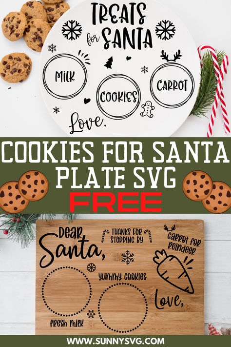 cookies for santa plate svg free Plate For Santa Cookies Diy, Treats For Santa Svg Free, Santa Cookie Boards Diy Christmas, Christmas Cookie Plates For Santa, Santa Cookie Plate Svg, Christmas Plate For Santa, Santa Milk And Cookies Plate Diy, Santa Plate Svg Free, Santa Cookie Tray Svg Free