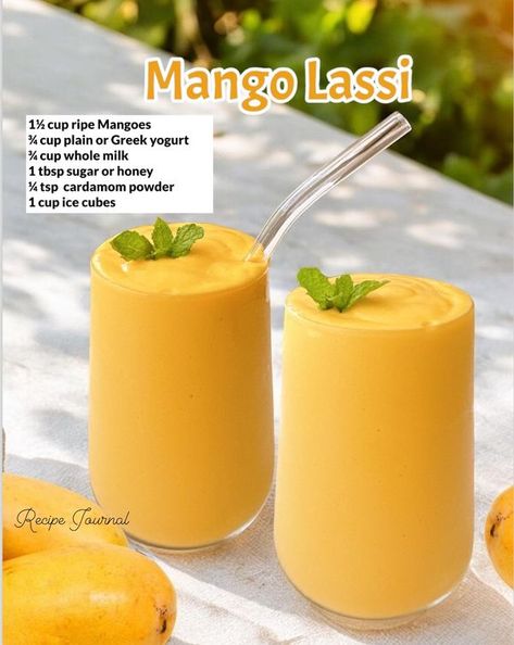 Recipe Journal Ice Cube Recipe, Mango Lassi Recipes, Mango Drink, Indian Mango, Indian Drinks, Mango Drinks, Mango Lassi, Recipe Journal, Shakes Drinks