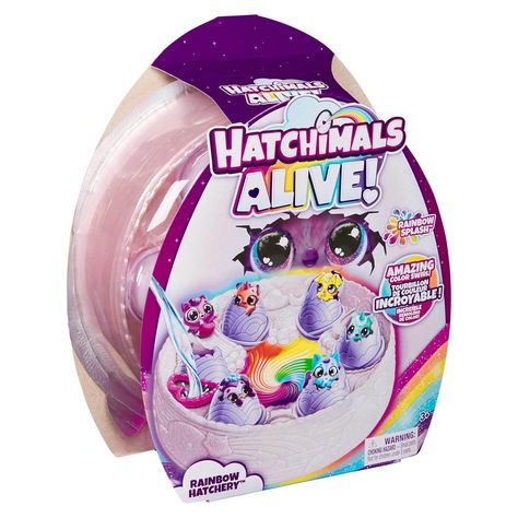 Review and buy the Hatchimals Alive! Rainbow Hatchery at Maziply Toys today. MULTI-HATCH RAINBOW REVEAL: Experience Rainbow Hatchery's amazing reveal! Remove the wings from each egg & slowly fill the heart with water - watch the water change color, swirling into a rainbow effect as each character begins hatching! 6 HATCHIMALS: Hatch the rainbow! With your love & care, magically bring 6 Rainbow Splash characters to life. The surprise eggs hatch in water, revealing 1 of 6 rainbow hues to match eac Hatchimals Toy, Wooden Blocks Toys, Mermaid Toys, 6 Characters, Toys By Age, Toy Playset, Small Toys, Fun Toys, Color Swirl