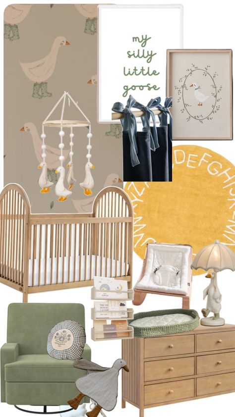 Baby nursery goose Goose Nursery, Baby Planning, Nursery Room Inspiration, Silly Goose, Nursery Inspo, Nursery Baby Room, Baby Bedroom, Nursery Design, Baby Boy Nurseries