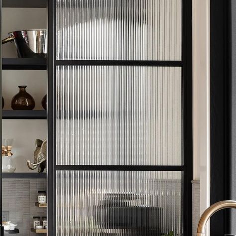 Melissa Manzardo Hryszko on Instagram: "The reeded glass used for the pantry door at Elbow Park {custom 3} isn’t only crazy cool, but it also perfectly obscures the organized chaos that lives behind the door. . . . . . 📷: @eymeric.widling #kitchendesign #kitchen #pantry #pantryorganization #pantrydesign #reededglass #pantrydoor #homeorganization" Glass Closet, Reeded Glass, Closet Kitchen, Organized Chaos, Pantry Door, Pantry Design, Pantry Organization, Kitchen Pantry, The Door