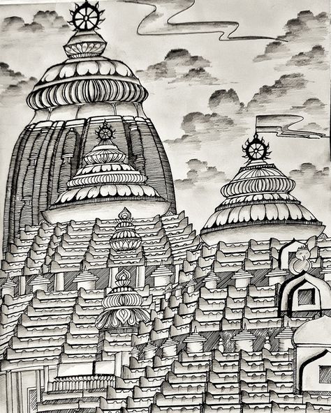 Temples Sketches, Jagannath Temple Drawing, Puri Jagannath Temple, Puri Jagannath, Project Cover, Jagannath Temple, Temple Drawing, Dancer Painting, Lord Jagannath