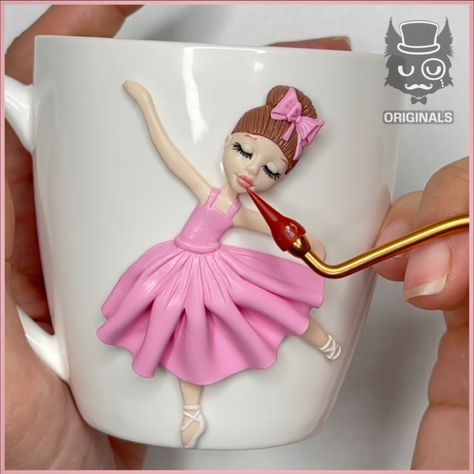 Sculpting the Prettiest Ballerina on a Mug 💕😍 | mug | Sculpting the Prettiest Ballerina on a Mug 💕😍 | By Simple | Facebook Mug Clay, Air Dry Clay Projects, Pretty Ballerinas, Clay Mugs, Dry Clay, Clay Projects, Ballet Dancers, Air Dry Clay, Air Dry