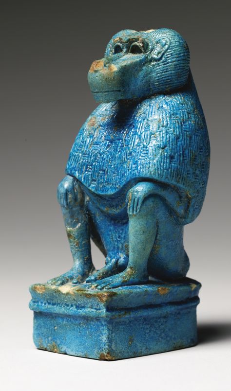 Turquoise faience figure of a baboon. Late 18th-20th dynasty, c. 1390-1075 B.C. | Sotheby's Egypt Museum, Ancient Egyptian Artifacts, Egyptian Artifacts, Egyptian Culture, Ancient Sculpture, Egyptian History, Ancient Egyptian Art, Baboon, Egyptian Gods