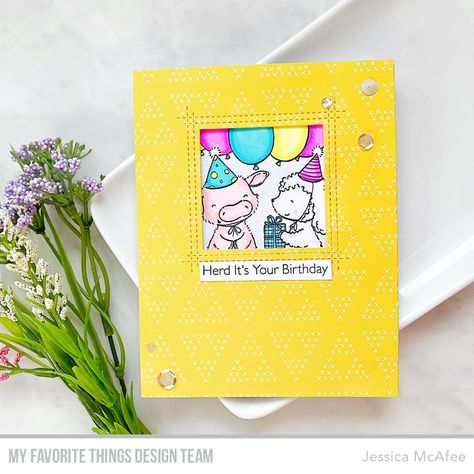 Mft Happy Birthday Herd, 2022 Scrapbook, Diy Greeting Card, Party Horns, Scrapbook Diary, Barnyard Birthday, Diary Decoration, Mft Cards, Mft Stamps